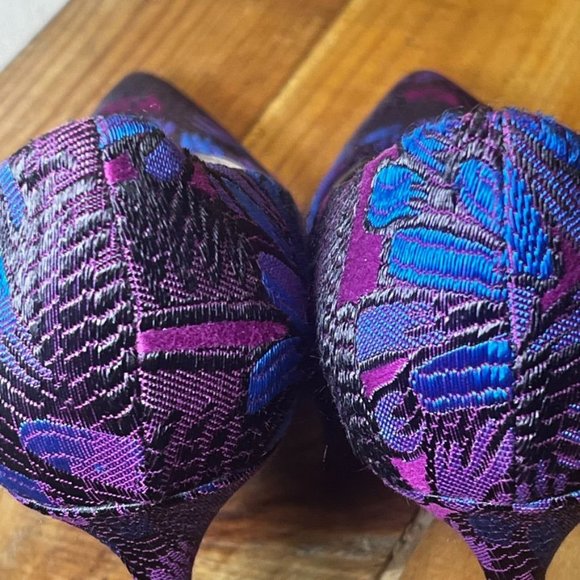 J. Crew Elsie Jacquard Pointed Pump Heels Rasp/Purp/Black Size 9.5 - Picture 9 of 16